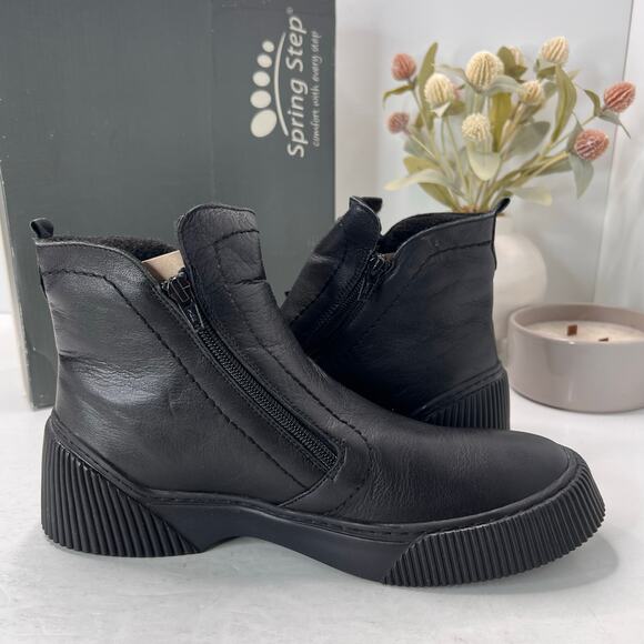 Spring Step Kelko Leather Ankle Boots Black 20378-2315 Women 10.5/EU 42 - Picture 6 of 10